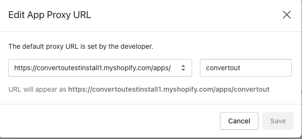 The Customize URL option for the app proxy