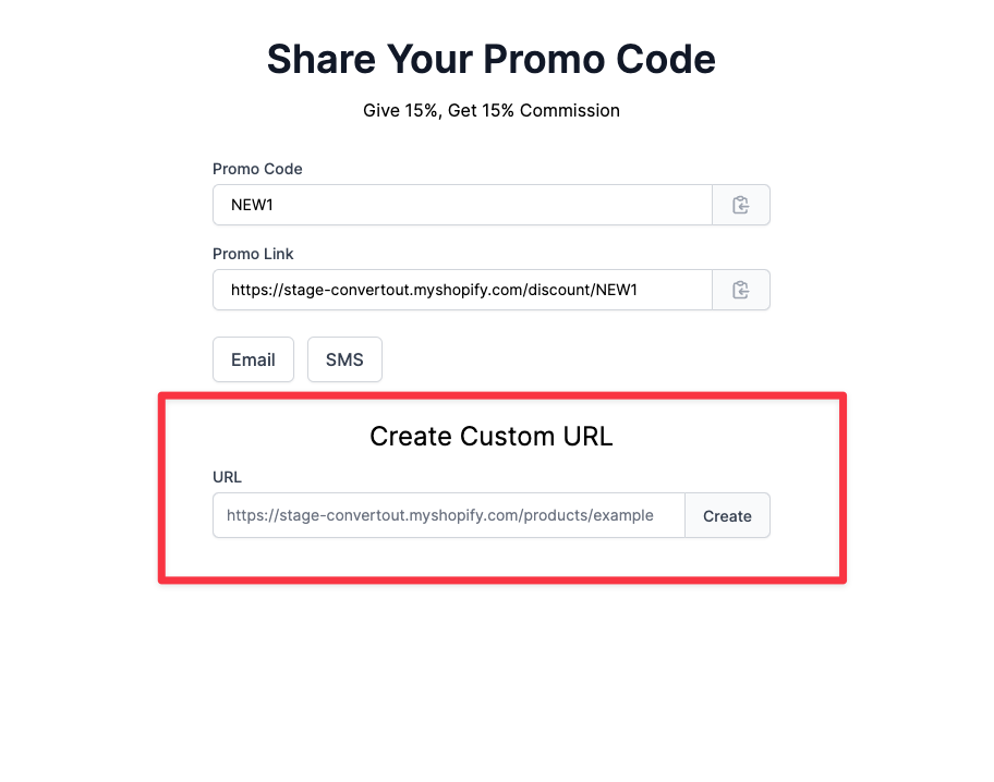 The custom link builder in the ambassador portal